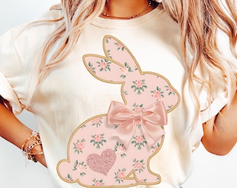 Coquette Easter Bunny PNG: Floral Retro Design (Digital Download)