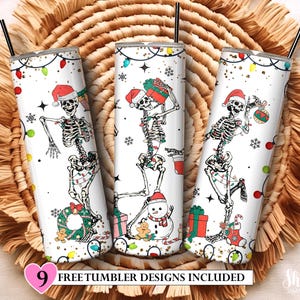 Dancing Christmas Skeletons 20 oz Tumbler Sublimation Design (Digital Download)