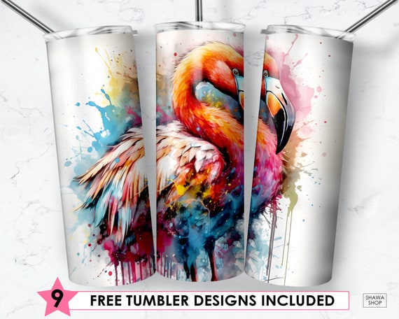 Alcohol Ink Flamingo 20 oz Skinny Tumbler Sublimation Design - Inspire  Uplift