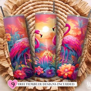 Alcohol Ink Flamingo Tumbler Design: Rainbow Sublimation (PNG Digital Download)