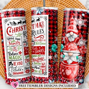 Christmas Tumbler, 20oz Skinny Tumbler Sublimation Designs Christmas Rules Tumbler Wrap for Straight & Tapered Tumbler PNG Instant Download