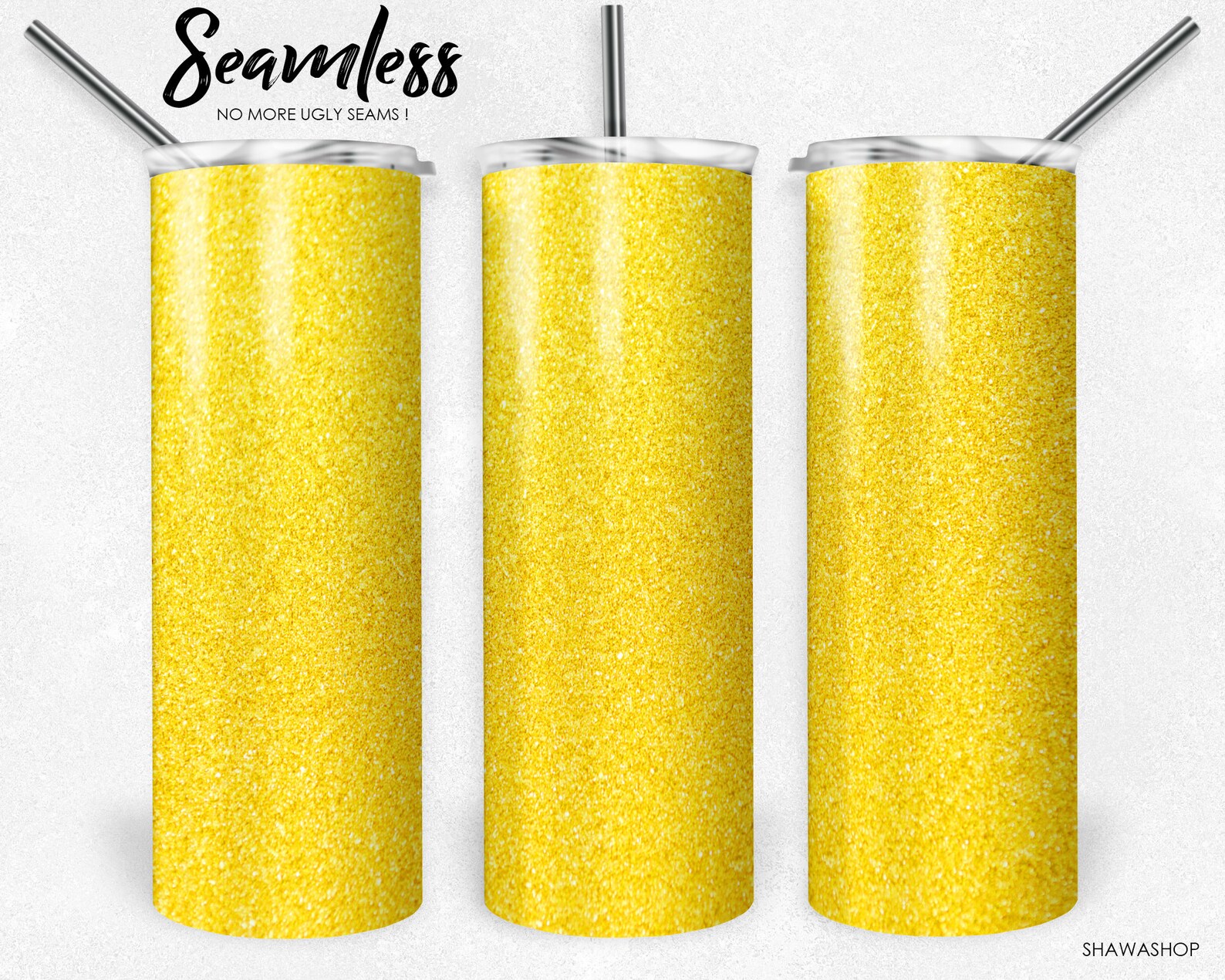 Yellow Glitter Tumbler 20oz Skinny Tumbler Sublimation Full Etsy