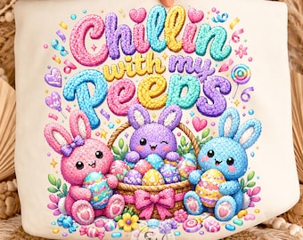 Chillin With My Peeps Easter Bunny Graphic (Digital Download)