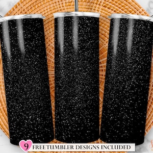 Sublimatieontwerp glitterzwarte beker: 20oz magere beker, png (digitale download)