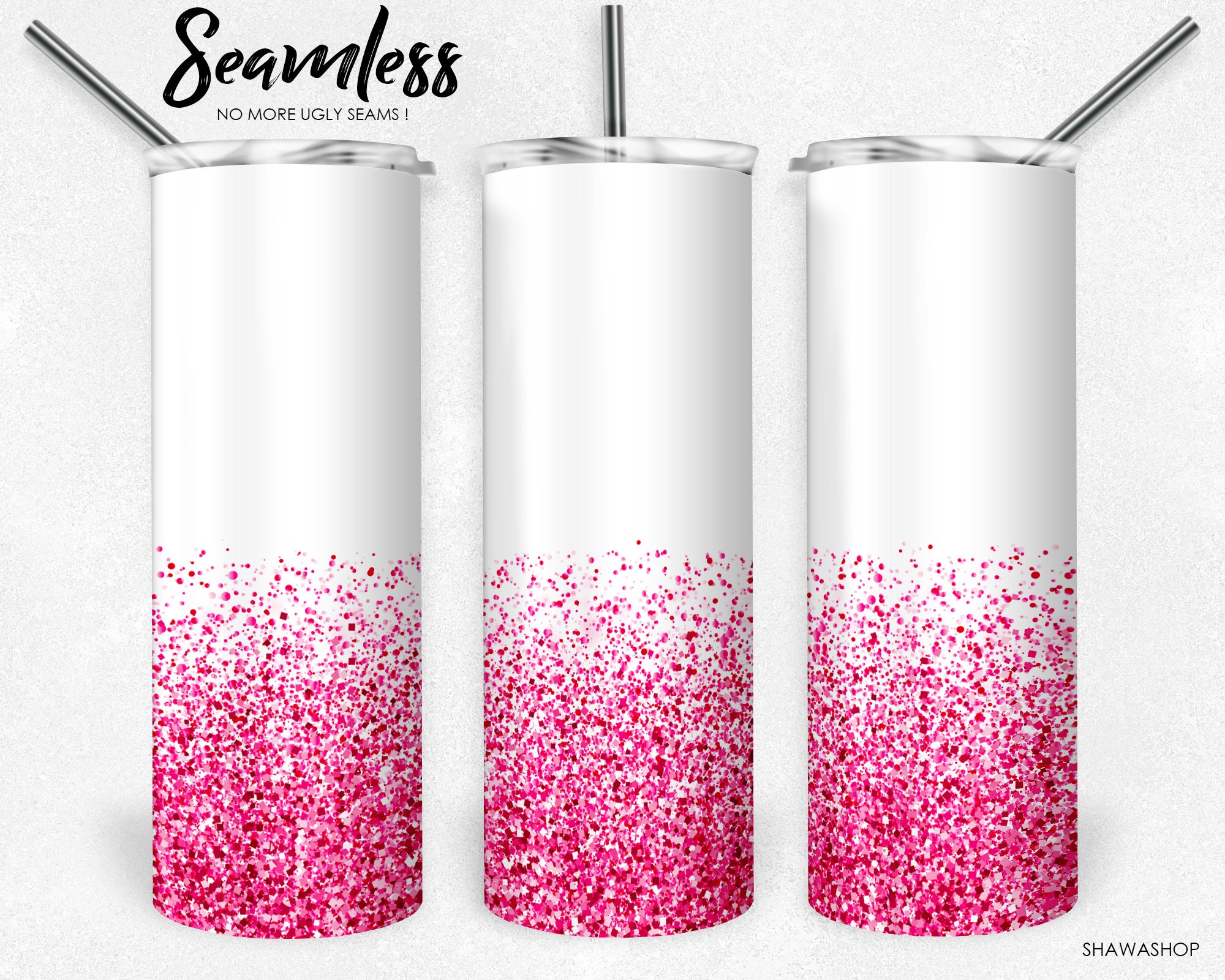 Ombre Silver and Pink Glitter 20 oz. Skinny Tumbler – RTS Blanks