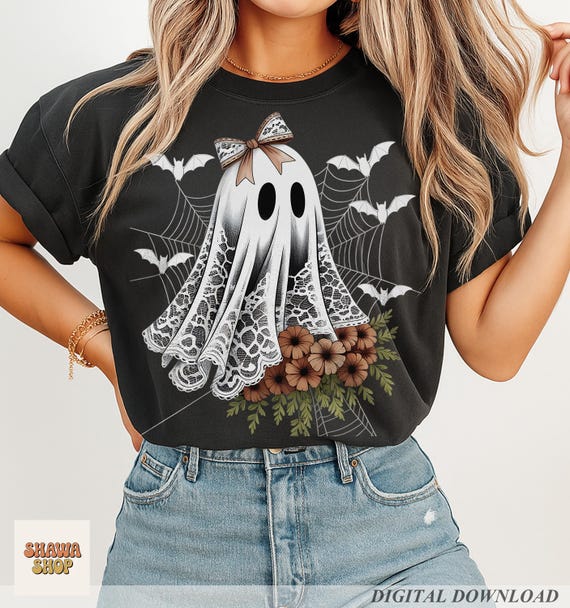 Lace Ghost PNG: Halloween Boo Sublimation Design (Digital Download