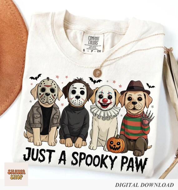 Retro Halloween Dog PNG: Spooky Paw Design (Digital Download