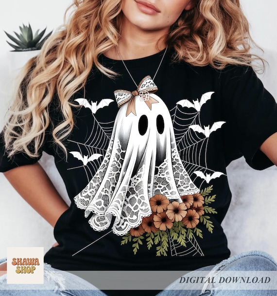 Lace Ghost PNG: Halloween Boo Sublimation Design (Digital Download