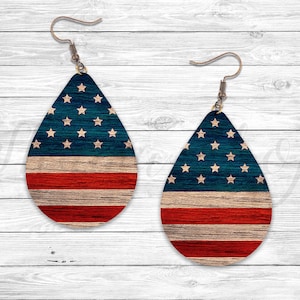 USA Flag Teardrop Earring Sublimation Design (Digital Download)