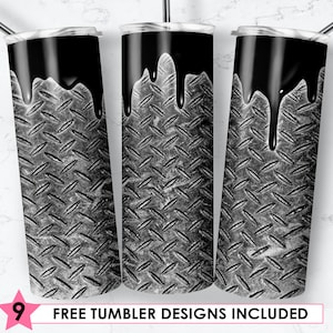 20oz Skinny Tumbler Metal Diamond Plate Sublimation Designs, Oil Drip Automotive Tools Tumbler Sublimation Straight & Tapered Tumbler PNG