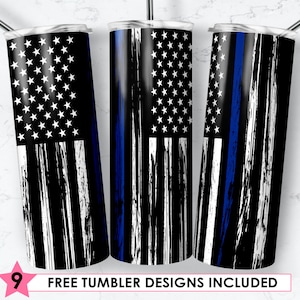 Zawqiye American Flag Tumbler Gifts, Blue Line Flag