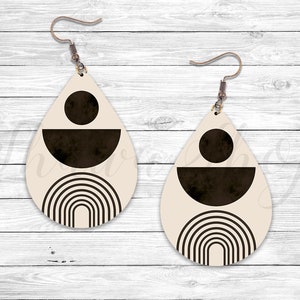 Boho Geometric Teardrop Earring PNG: Sublimation Design (Digital Download)