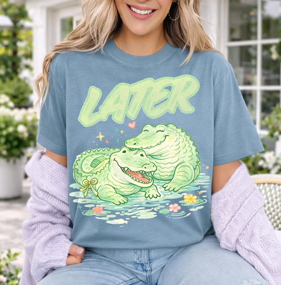 Everyday Later Gator PNG Digital Design Women Pink Preppy Prep Print  Girly Trendy Kid Design Summer Bay Coastal Watercolor Trending Stripes