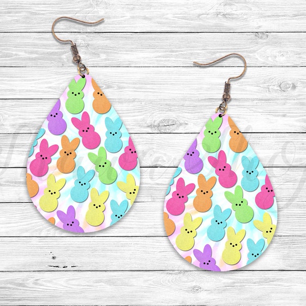 Pastel Easter Peeps Earring, Sublimation Earring Designs Template, Earring Blanks Design, Teardrop Earring PNG, Instant Digital Download