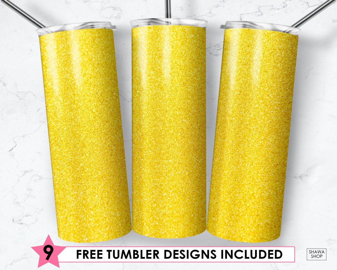 Yellow Glitter Tumbler 20oz Skinny Tumbler Sublimation Full Etsy