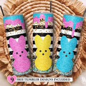 Peeps Easter Tumbler, 20oz Skinny Tumbler Sublimation Designs Easter Bunny Tumbler Wrap for Straight & Tapered Tumbler PNG Instant Download