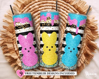 Easter Peeps Tumbler PNG, Bunny Spring Sublimation Wrap (Digital Download)