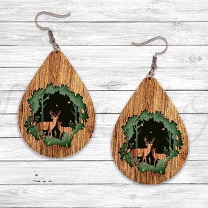 Deer Camo Wood Print Earrings: Sublimation Design (Digital Download)