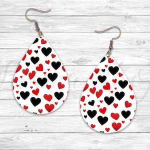 Valentines Hearts Earring, Sublimation Earring Designs Template, Earring Blanks Design, Teardrop Earring PNG, Instant Digital Download