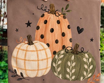 Preppy bloemenpompoen PNG, gezellig herfstshirtontwerp (digitale download)