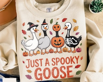 Spooky Goose Halloween PNG: Witch, Pumpkin & Ghost (Digital Download)