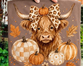Fall Highland Cow Png, Cozy Season Png, Coquette Fall Png, Coquette Pumpkin Png, Cozy Fall Clipart, Highlandcow Png, Fall Png Designs Girly