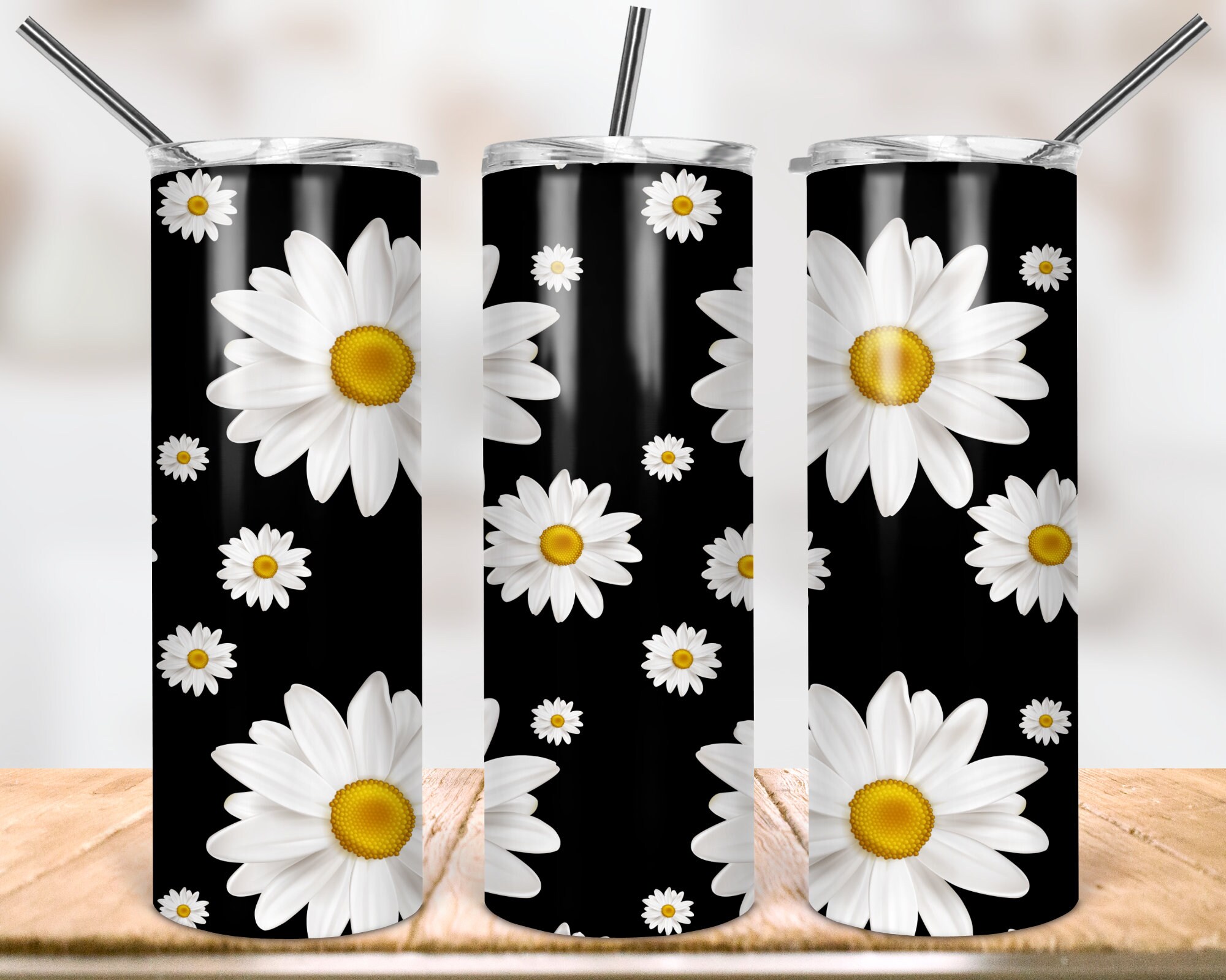 Daisy Flowers Tumbler Wrap 20oz Skinny Design Sublimation Etsy