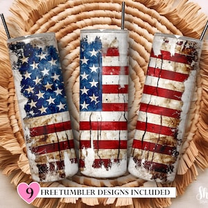 American Flag Tumbler Sublimation Design: Seamless USA Wrap (Digital Download)