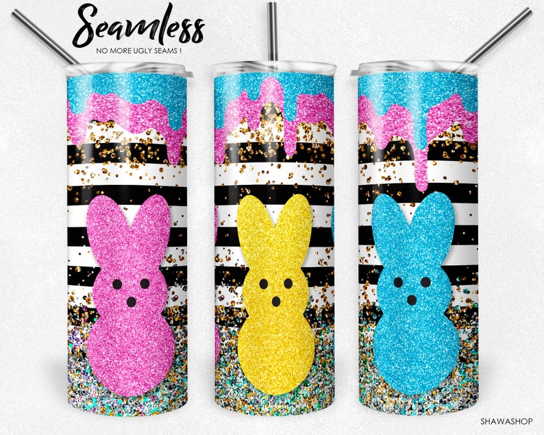 Peeps Easter Tumbler, 20oz Skinny Tumbler Sublimation Designs Easter Bunny Tumbler Wrap for Straight & Tapered Tumbler PNG Instant Download