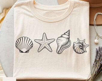 Seashell Shirt PNG: Beach Summer Vibes Graphic (Digital Download