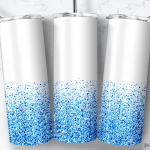 Blue Glitter Tumbler Design: 20oz Skinny Sublimation (Digital Download)