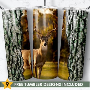 Hirsch-Jagd 20 Unzen Skinny Tumbler Sublimation Designs Hirsch-Jagd und Camo-Jagd-Tumbler für gerade und konische Becher PNG Sofort-Download