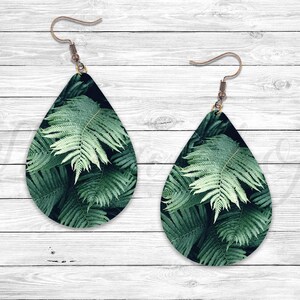 Boho blad sublimatie oorbel ontwerpsjabloon, Instant Digitale Download Earring Blanks Design, Teardrop Earring PNG Earring Downloads