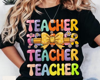 Retro Teacher PNG: Coquette Back to School Design (Digital Download)