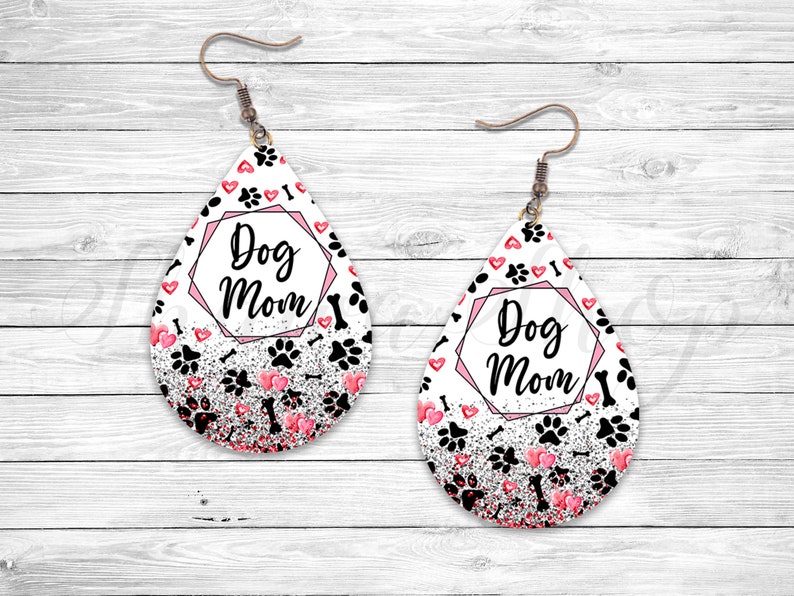 Dog Mom Earring Love Hearts Paw Dog Sublimation Earring Etsy