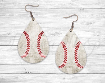 Baseball Grunge Earring, Baseball Sport Sublimation Earring Designs Template, Earring Blanks Design, Teardrop Earring PNG, Digital Download