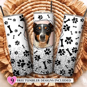 Paw Dog Photo Tumbler Template: 20oz Skinny Tumbler Sublimation Design (PNG Digital Download