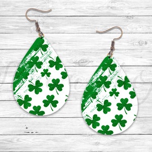 St Patrick&#39;s Day Sublimation Earring Designs Template PNG, Instant Digital Download, Earring Blanks Design, Printable Earrings