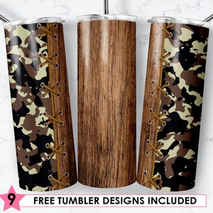 Camo & Wood 20oz Tumbler Sublimation Design (Digital Download)