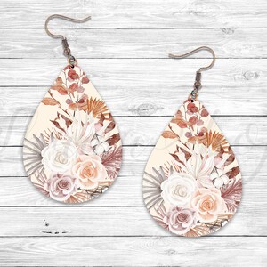 Boho bloemenoorbel, sublimatie oorbel ontwerpsjabloon, oorbel blanks ontwerp, traanoorbel png, instant digitale download