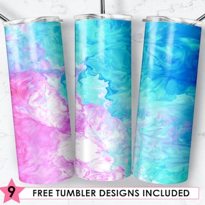 20oz Skinny Tumbler Sublimation Designs Blue Pink Watercolor Tumbler for Straight and Tapered Tumbler PNG File Digital Download Sublimation
