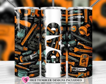 DAD Mechanic Tumbler Wrap: Verktygslåda Sublimeringsdesign (PNG Digital Nedladdning)