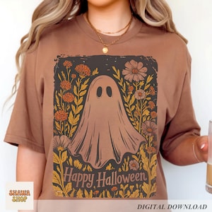 Pink Pumpkin Ghost PNG: Boho Halloween Fall Clipart (Digital Download