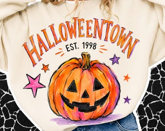 Halloween Town PNG, Pumpkin Village Shirt Design, Haunted Pumpkin Scene, Retro Spooky Season Sublimation, Fall Halloween Graphic Png