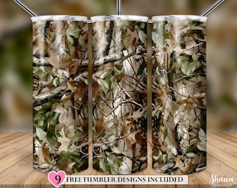 Echter Baum Camo Tumbler PNG, 20 Unzen Skinny Sublimation Wrap, Jagd Camouflage Design, Outdoor Tumbler, digitaler Download