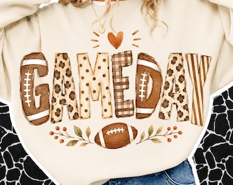 Retro Game Day Png, Football Leopard Png, Football Mom Club Coastal PNG, Fall Football Dots Gingham, Football Checkered,  Sports Png