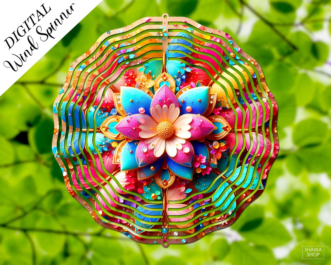 3D Floral Wind Spinner PNG: Colorful Sublimation Design (digital ...