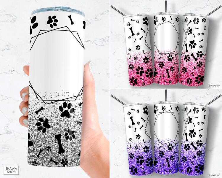 Paw Print, Polka Dot, Pet, 20 oz. Skinny Tumbler Template