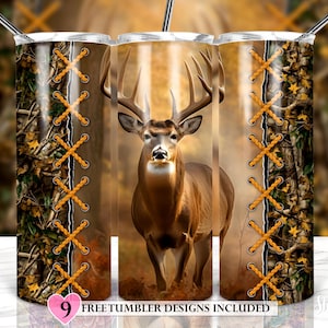 Hunting Tumbler Wrap, Camo Deer 20 oz Skinny Tumbler Sublimation Design, Straight & Tapered Tumbler Wrap PNG, Instant Digital Download PNG