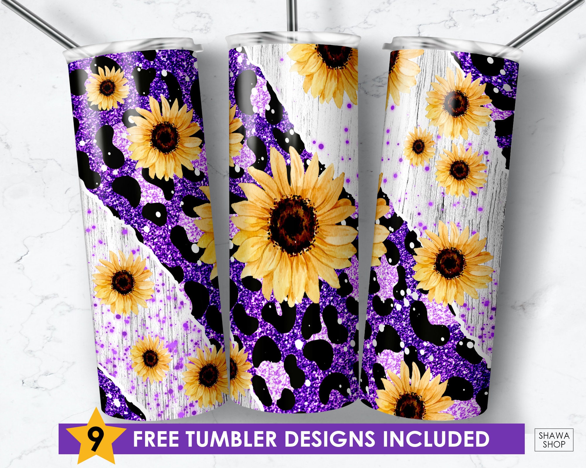 Wallen Sunflower and Leopard Tumbler – Sweet Customs By Hannah